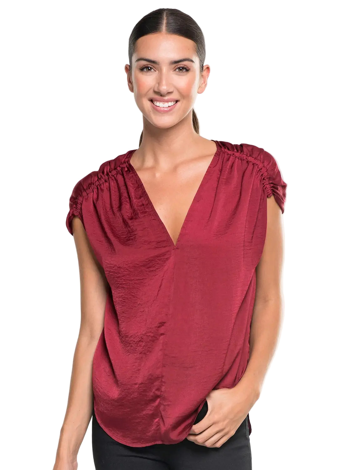 Satin Short Sleeve Top