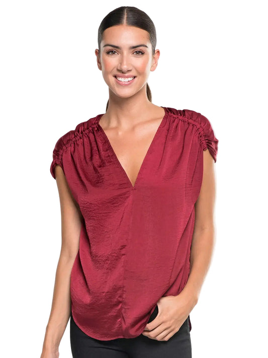 Satin Short Sleeve Top