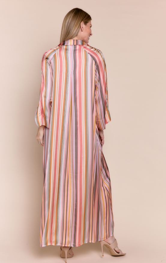 Stripe Satin Maxi Dress