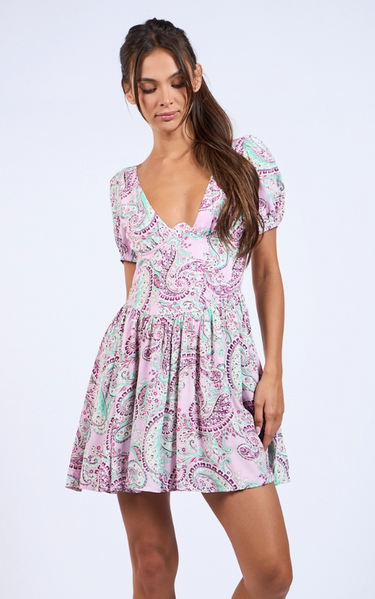 Paisley Print Mini Dress