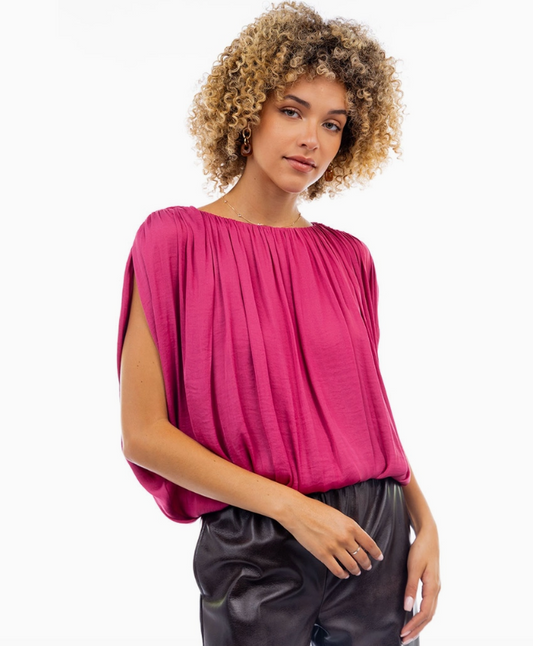 Grecian Drape Bubble Blouse