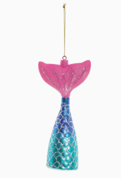 Christmas Mermaid Tail Glass Ornament