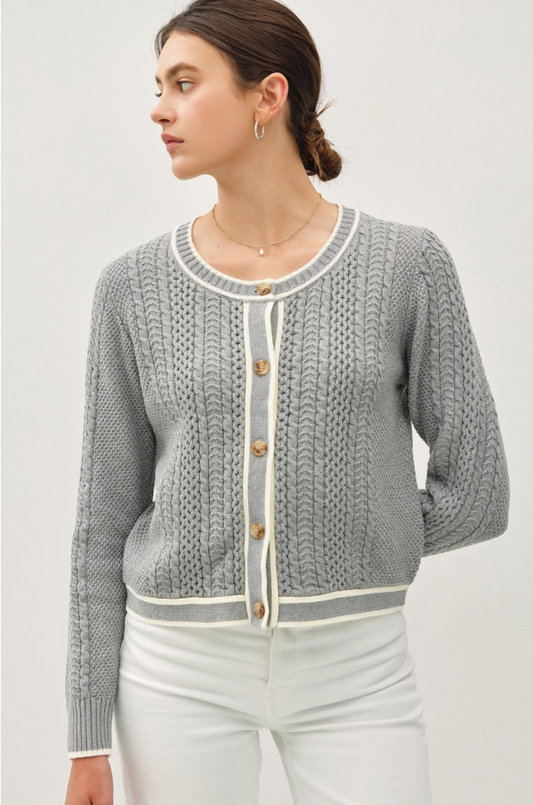 Cotton Chunky Cable Knit Cardigan