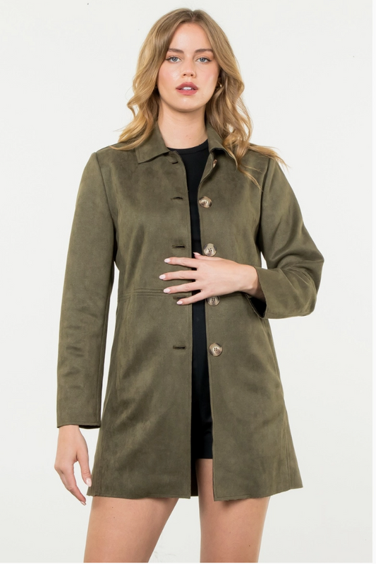 Button Up Suede Coat