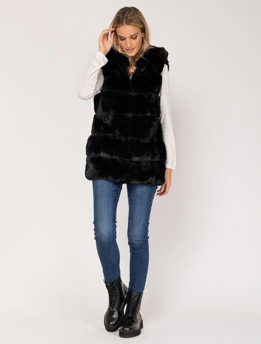 Sleeveless Faux Fur Hooded Vest