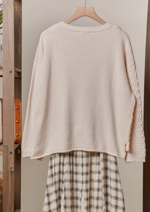 Button Trim Boat Neck Sweater