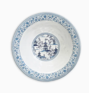 Blue & White Pagoda 12" Serving Bowl