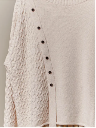Button Trim Boat Neck Sweater