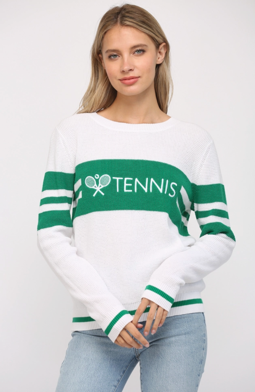 Color block Tennis Embroidered Sweater