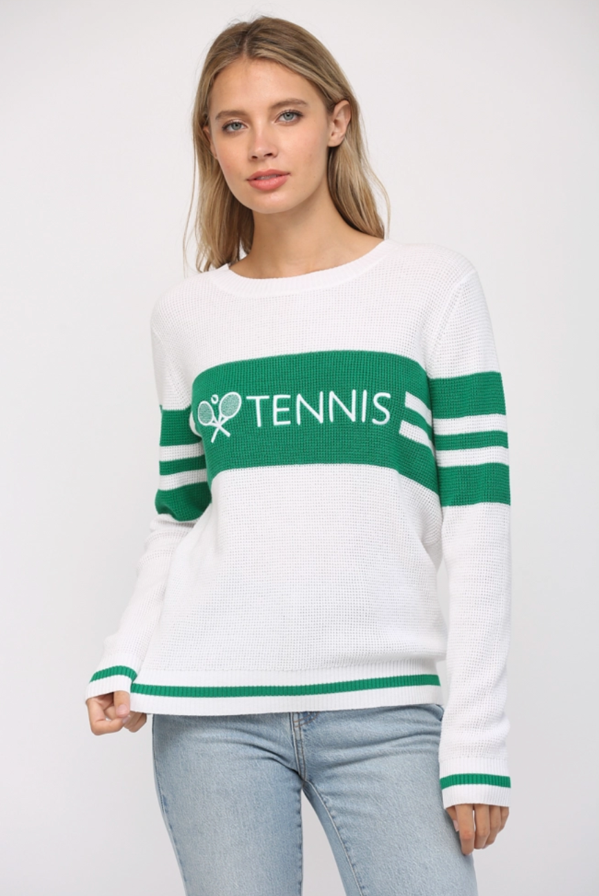 Color block Tennis Embroidered Sweater