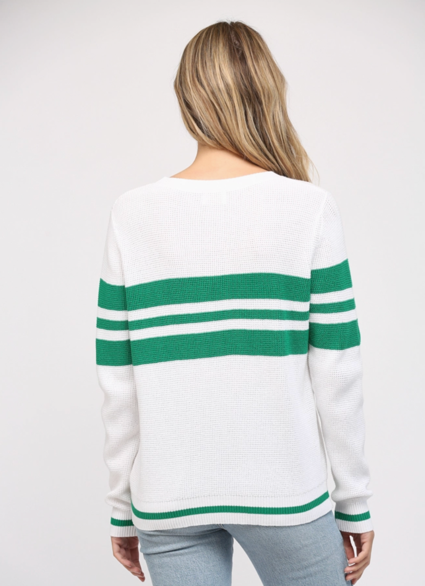 Color block Tennis Embroidered Sweater