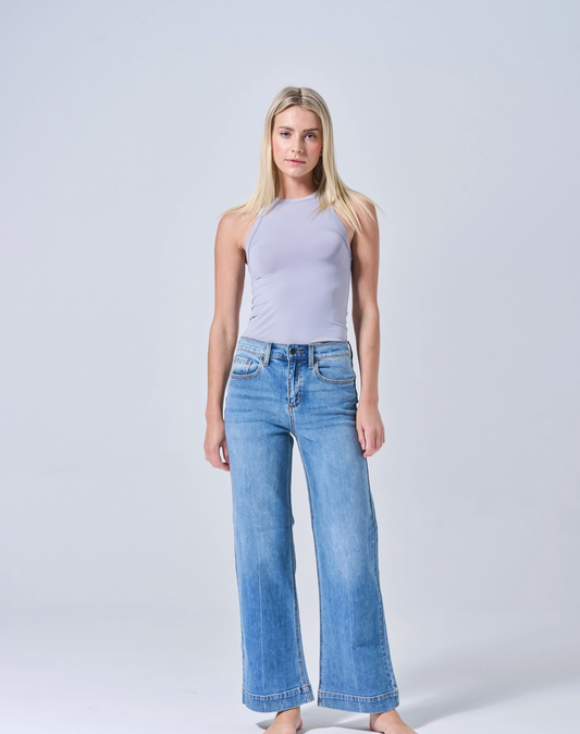 High Rise Slim Wide Leg Comfort Stretch Jeans