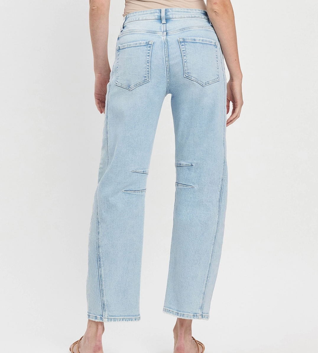 High Rise Seam Detail Barrel Leg Jeans