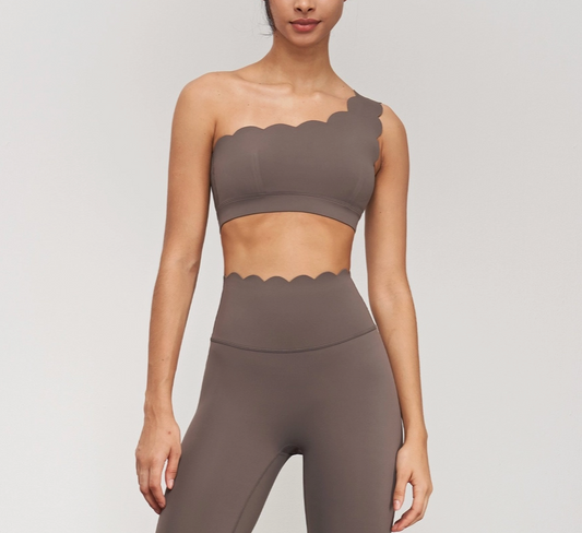 Scallop One Shoulder Sports Bra