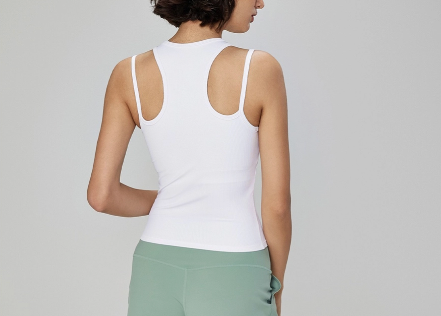 Ribbed Strap Racer Back Sports Bra Active Top