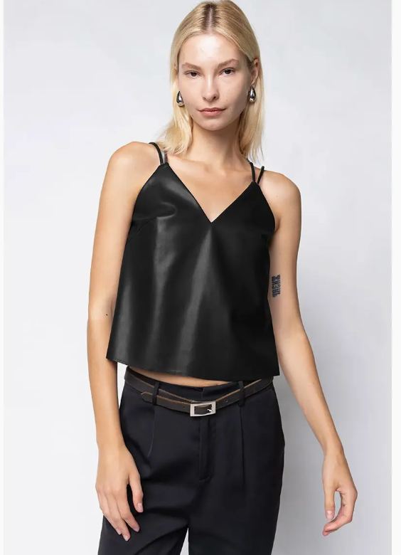 Vegan Leather Raw Edge Cami