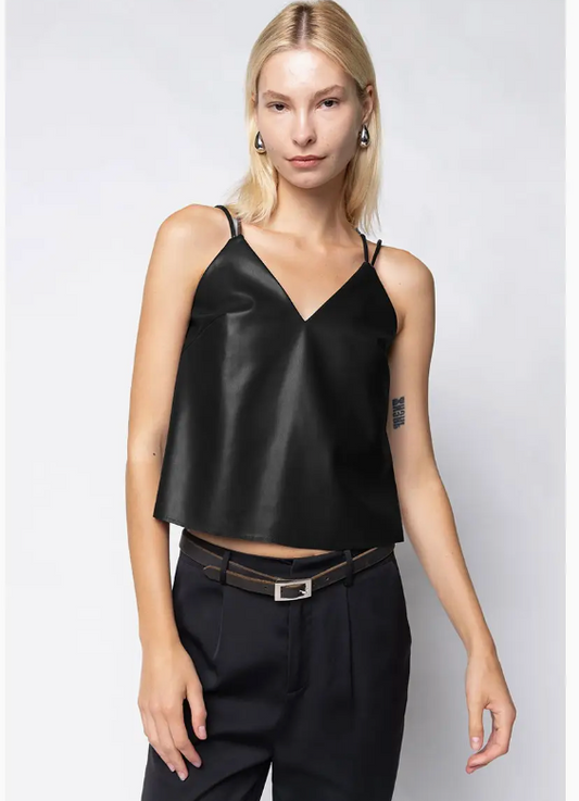 Vegan Leather Raw Edge Cami