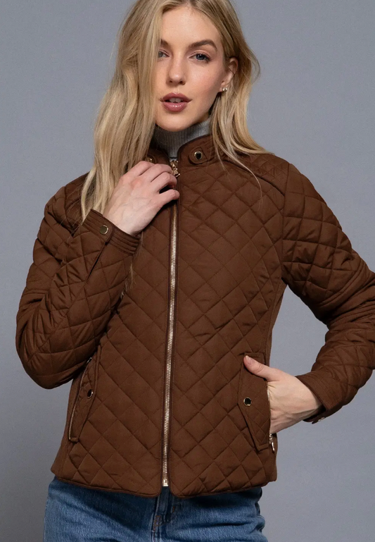 Suede Piping  Quilted Jacket