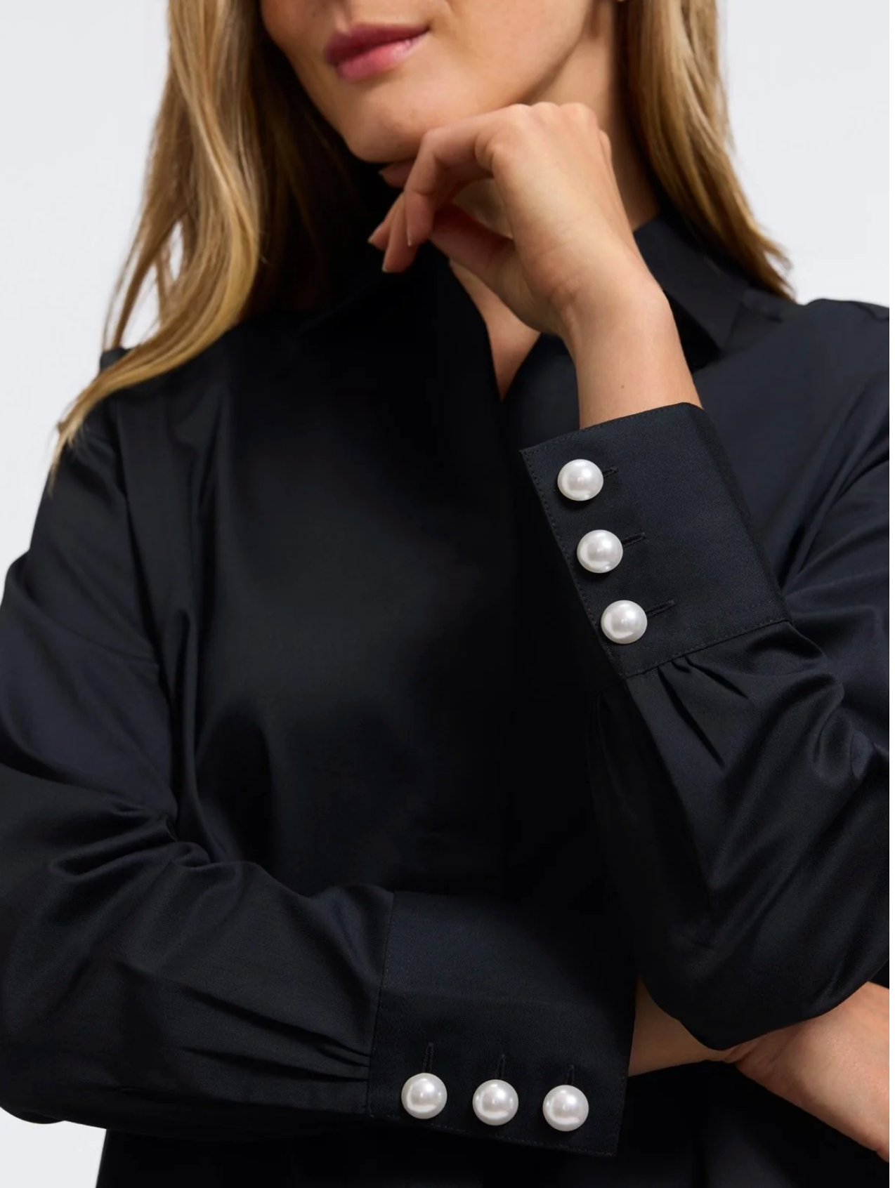 Pearl Stretch Matte Sateen Long Sleeve Shirt