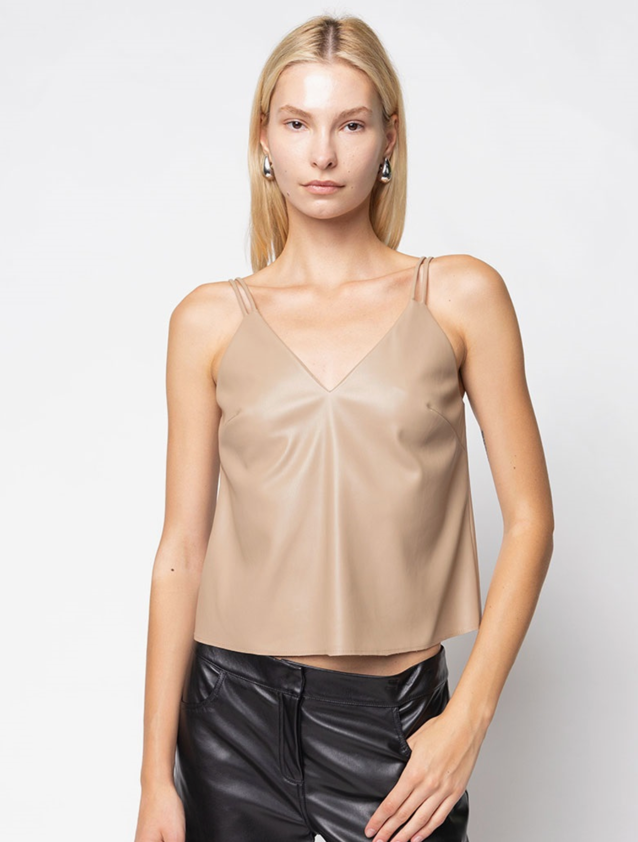 Vegan Leather Raw Edge Cami