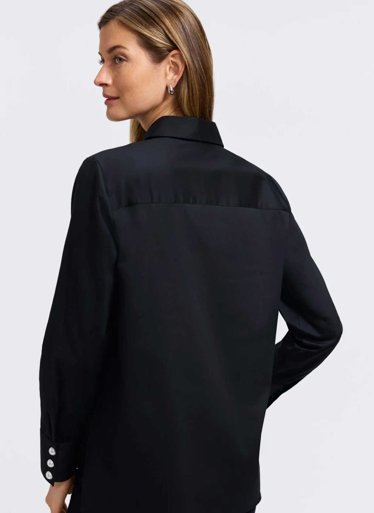 Pearl Stretch Matte Sateen Long Sleeve Shirt