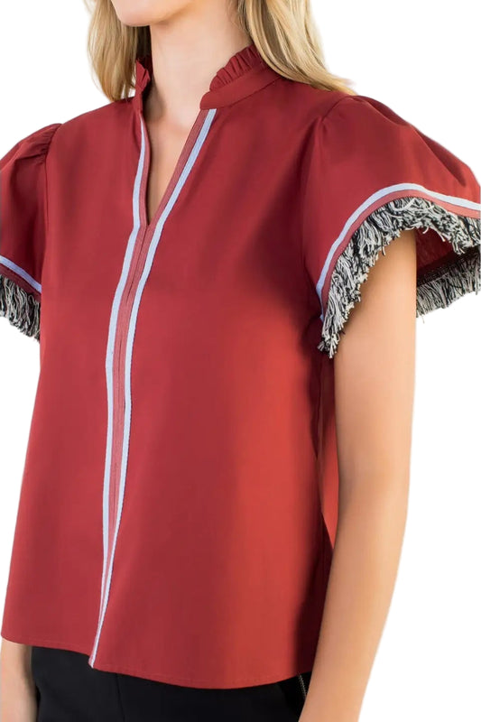 Fringe Short Sleeve Top