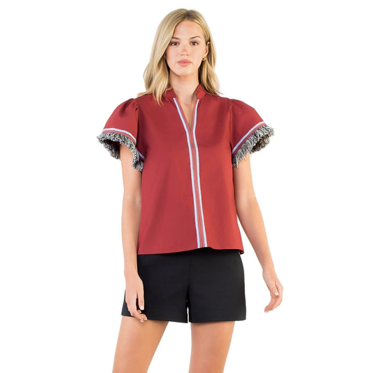 Fringe Short Sleeve Top