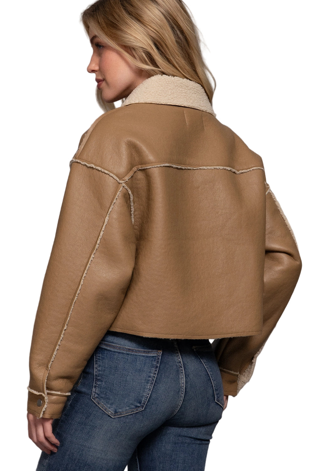 Long Sleeve Faux Leather Fur Jacket