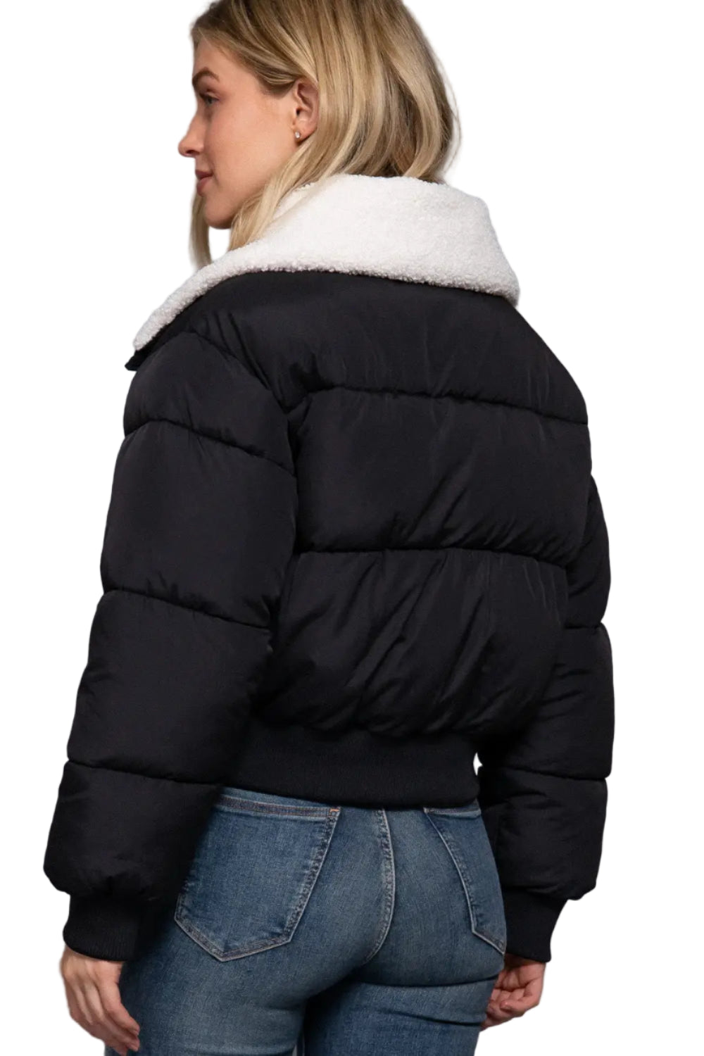 Long Sleeve Sherpa Collar Puffer Jacket