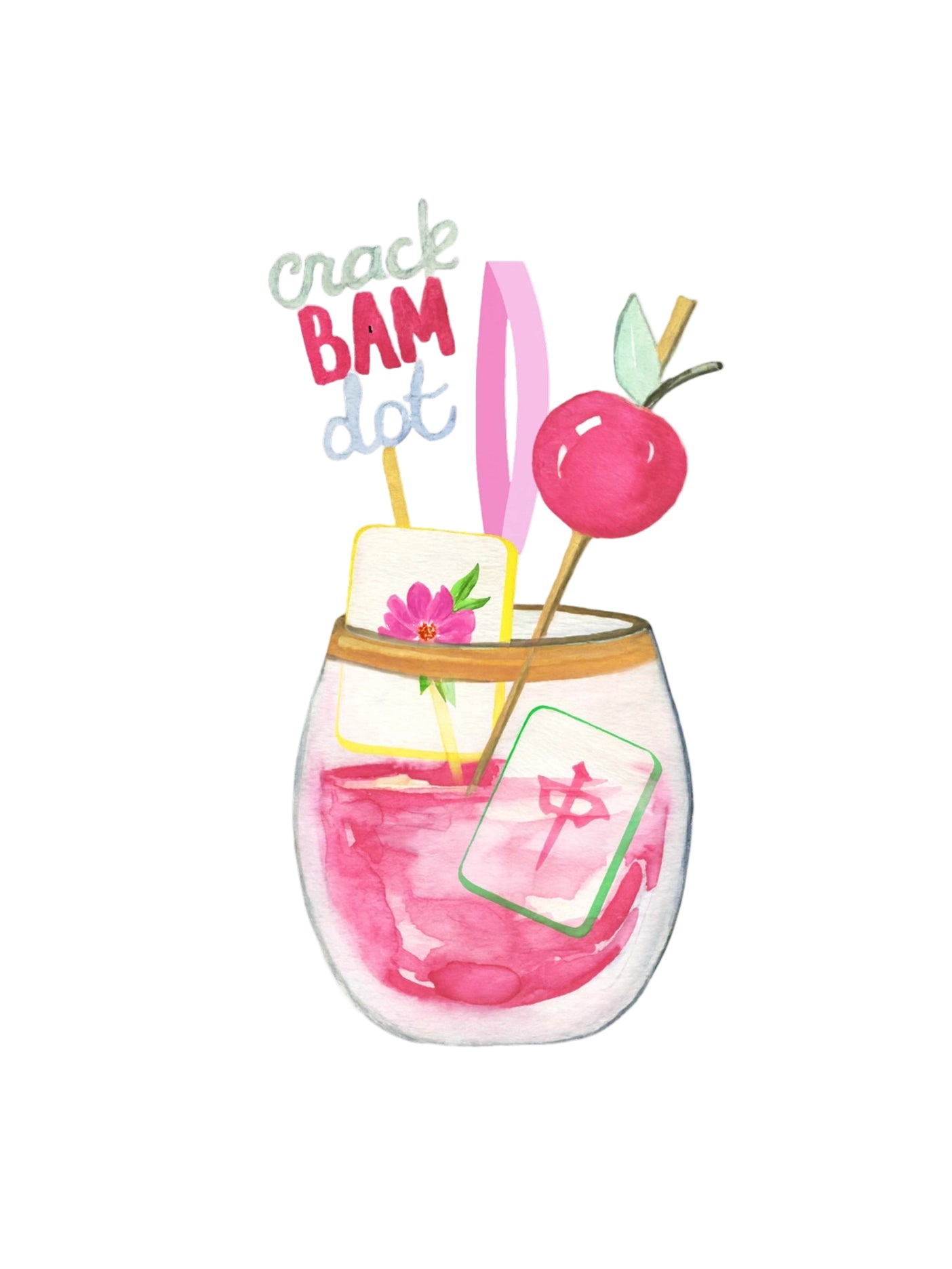 Mahjong Cocktail Glass Christmas Ornament