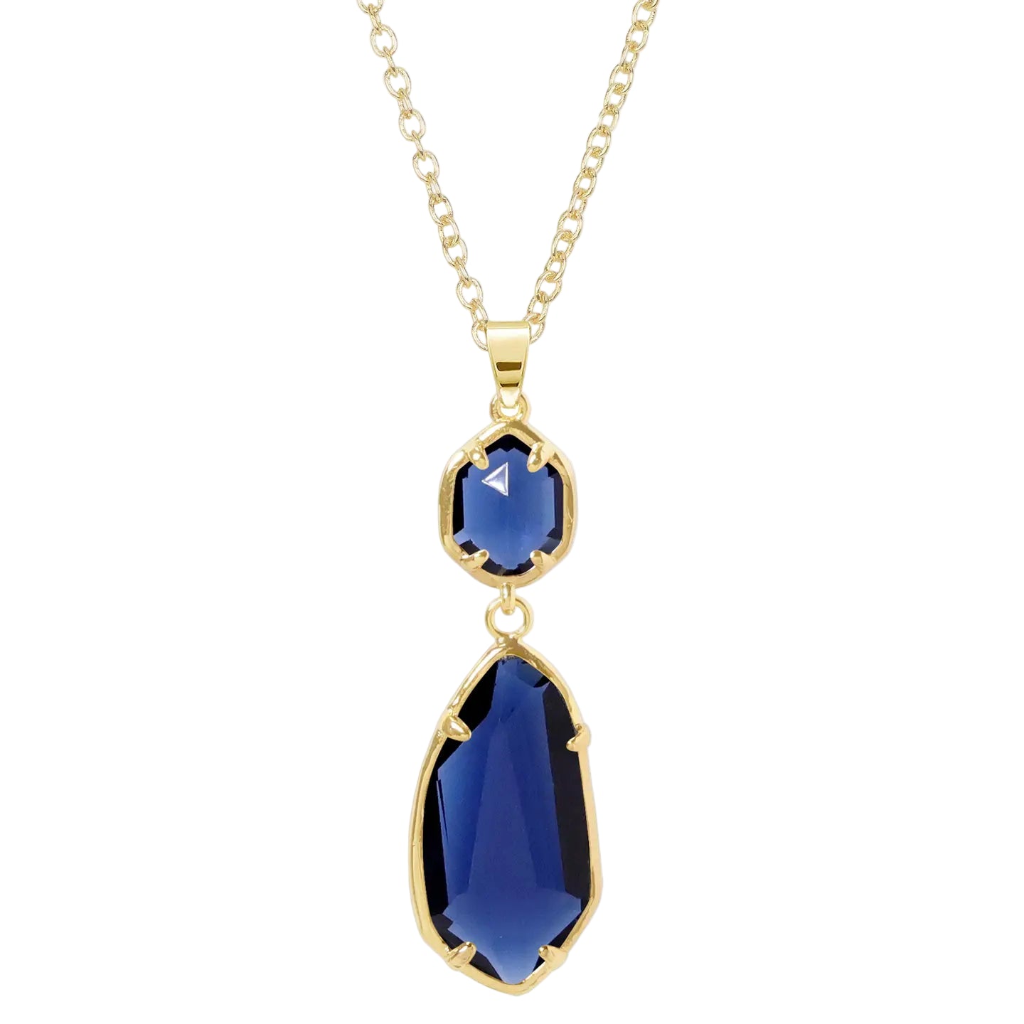 Blue Crystal Hanging Pendant Necklace