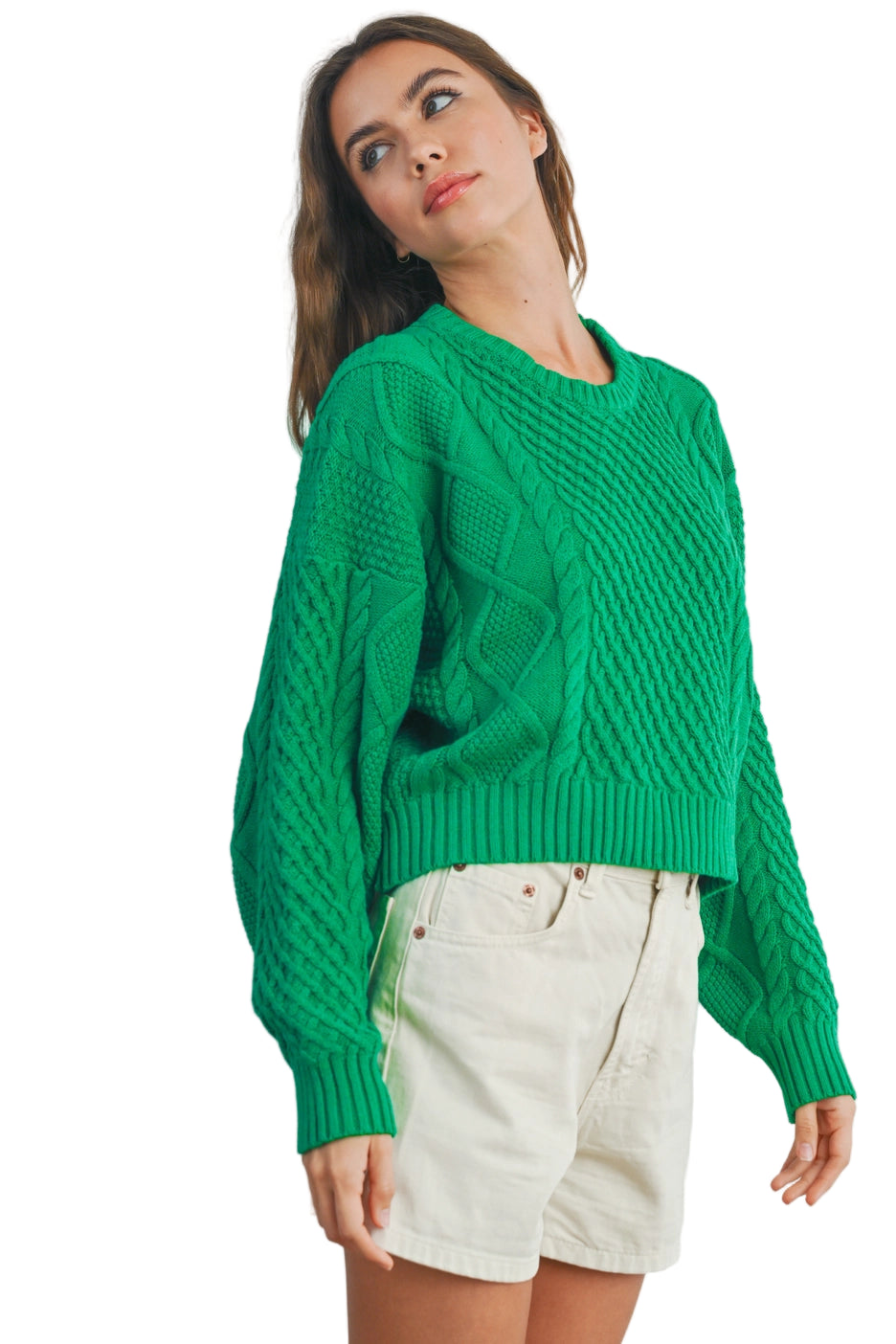 Casual Solid Cable Knit Sweater