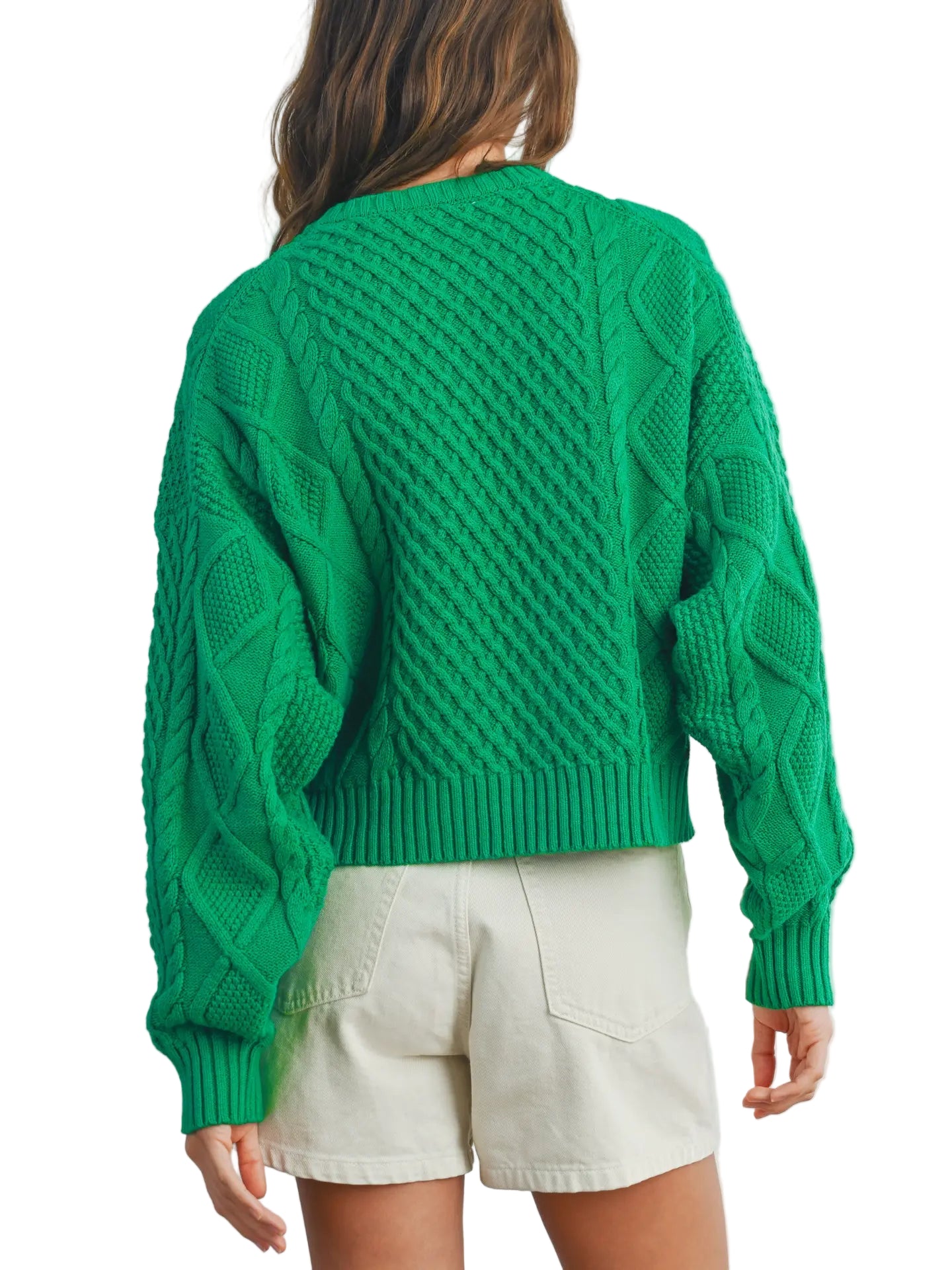 Casual Solid Cable Knit Sweater