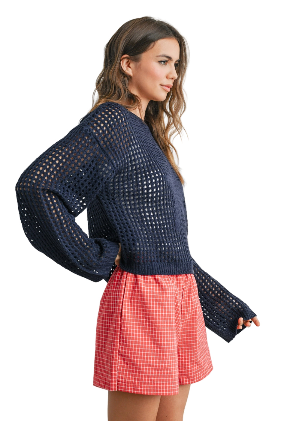 Crew Neck Crochet Sweater