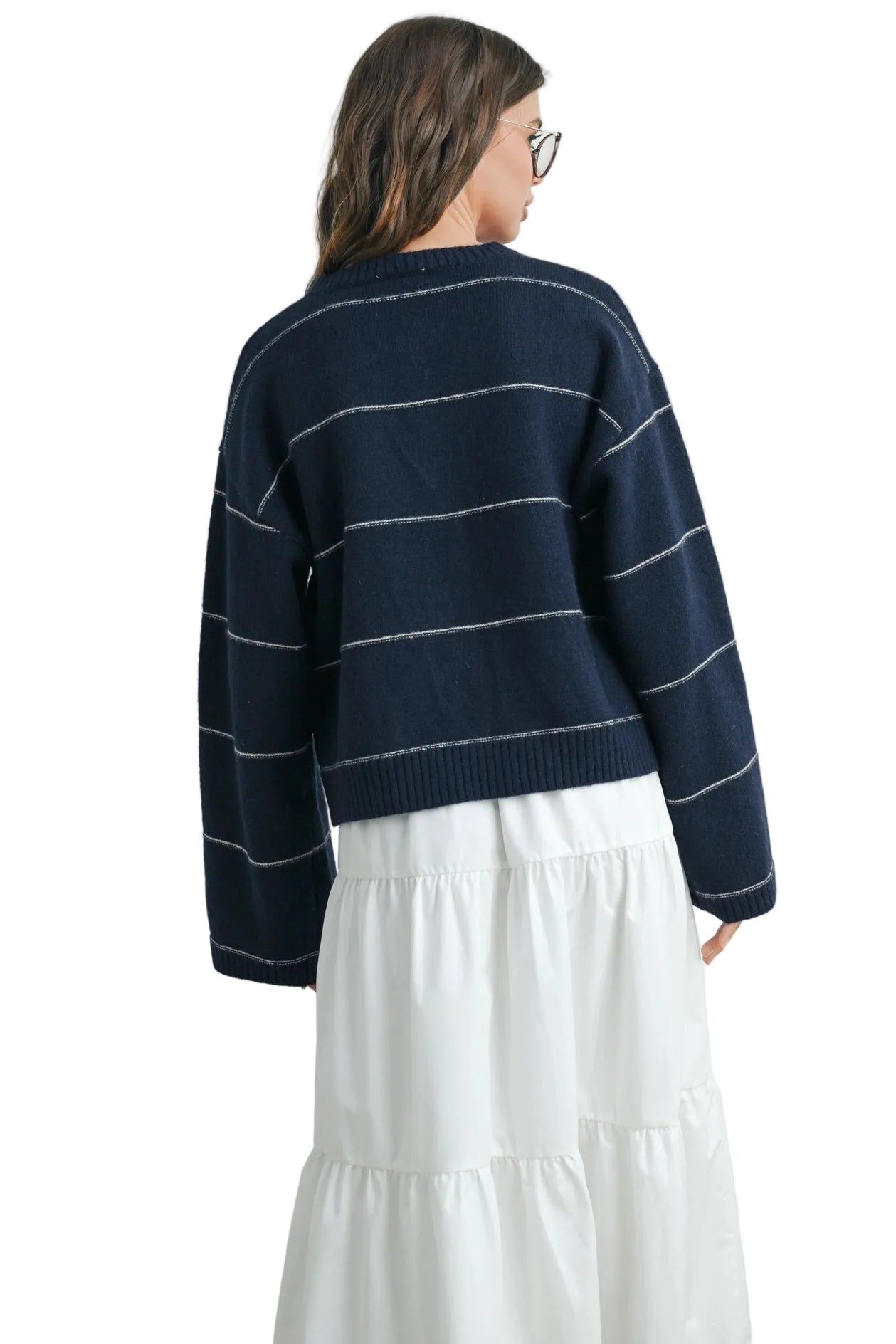 Button Front Striped Cardigan