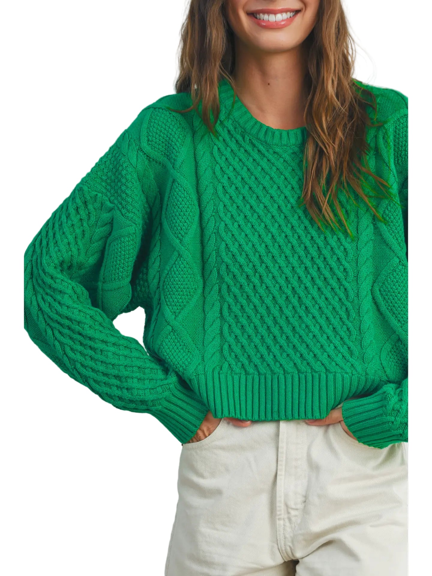 Casual Solid Cable Knit Sweater