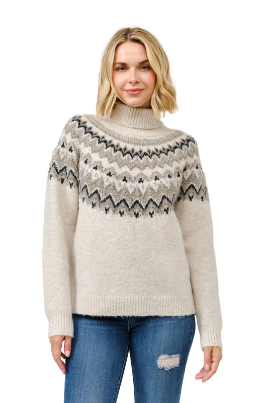 Turtle Neck Embellished Knit Sweater