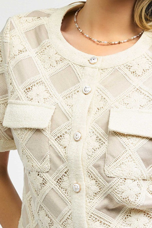 Diamond Lace Crop Jacket