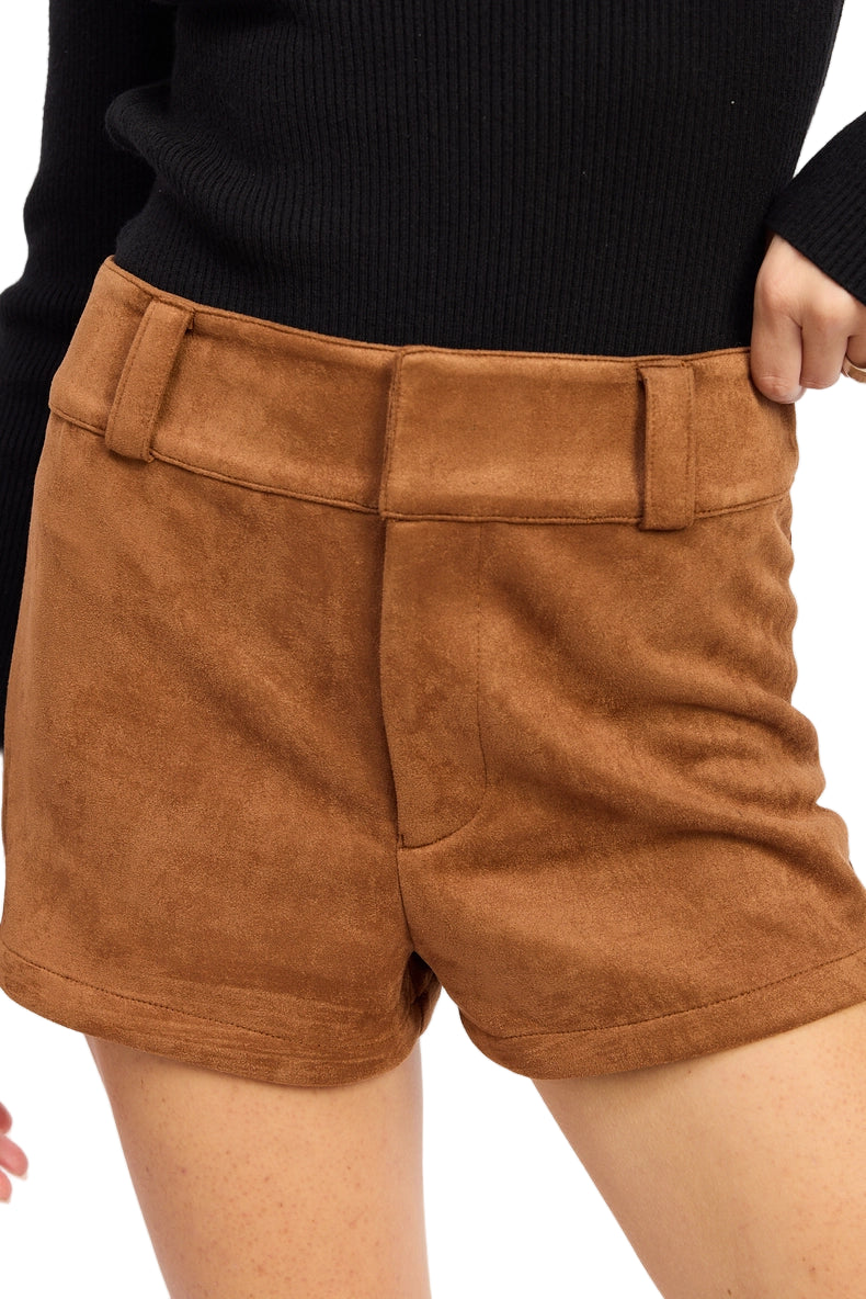 Suede Low Rise Shorts