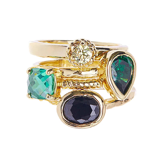 Green Stack Ring Set
