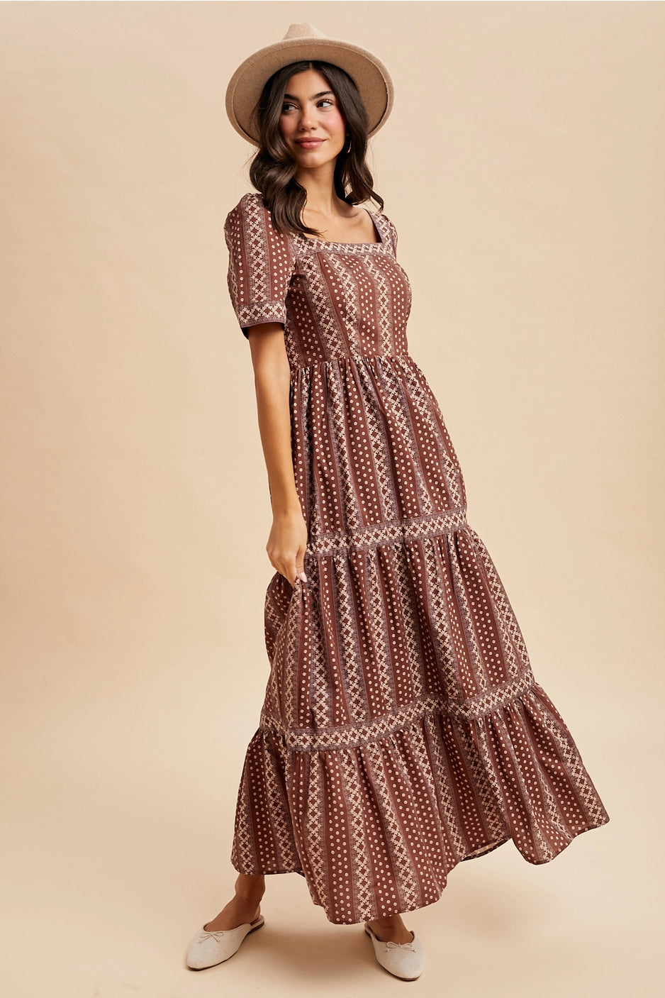 Cotton Border Print Maxi Dress