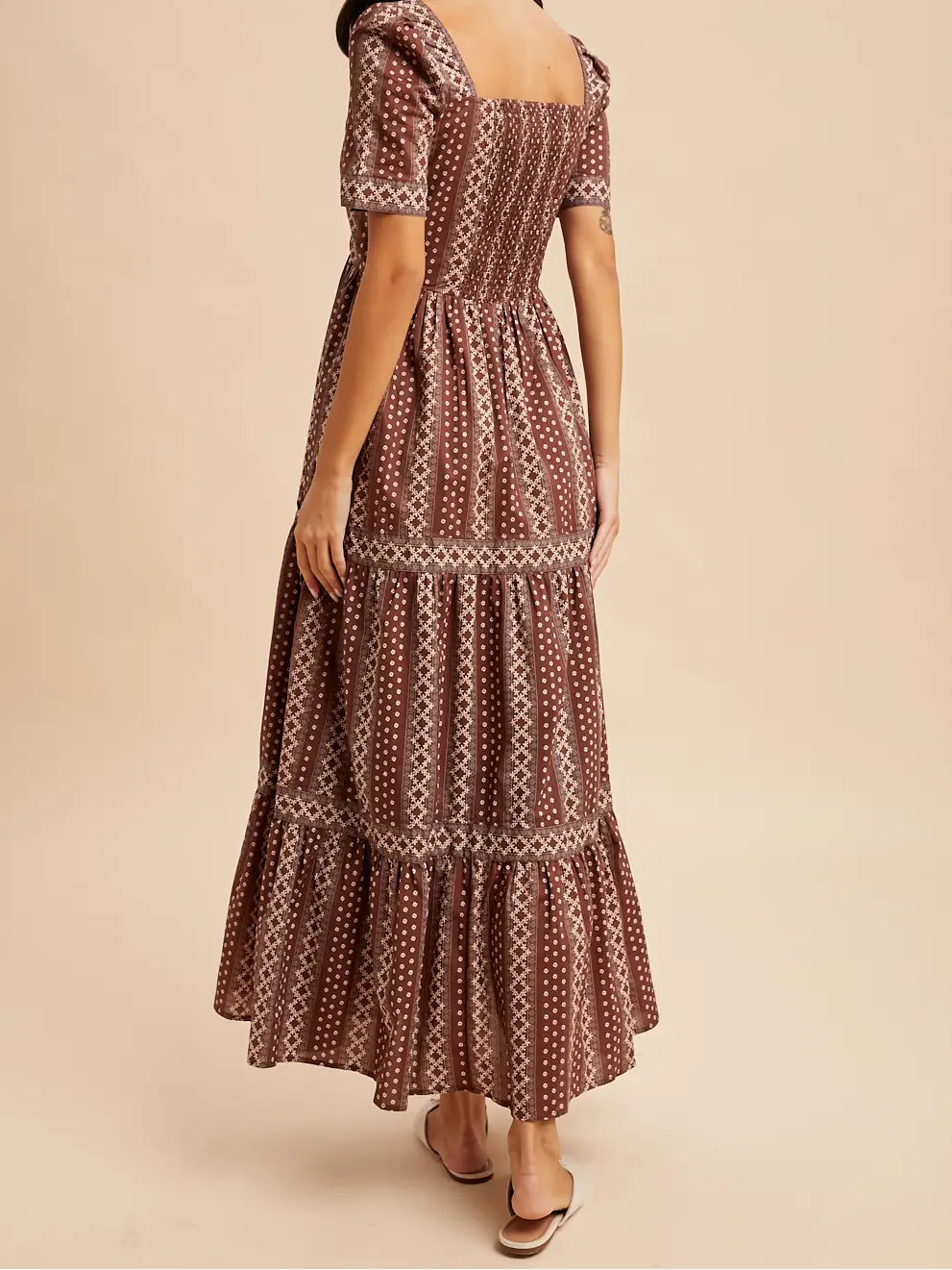Cotton Border Print Maxi Dress
