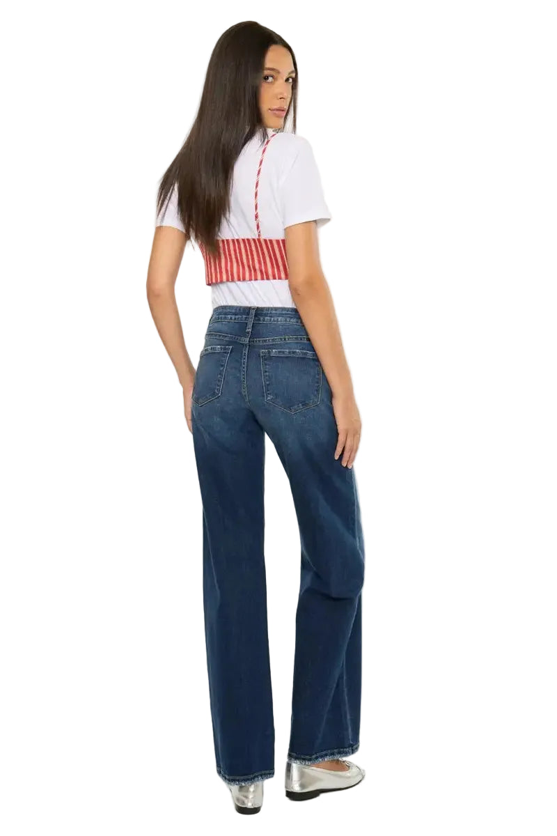 Mid Rise Wide Leg Blue Jeans