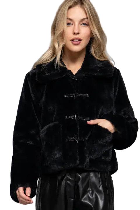 Long Sleeve Fur Top with Buttons