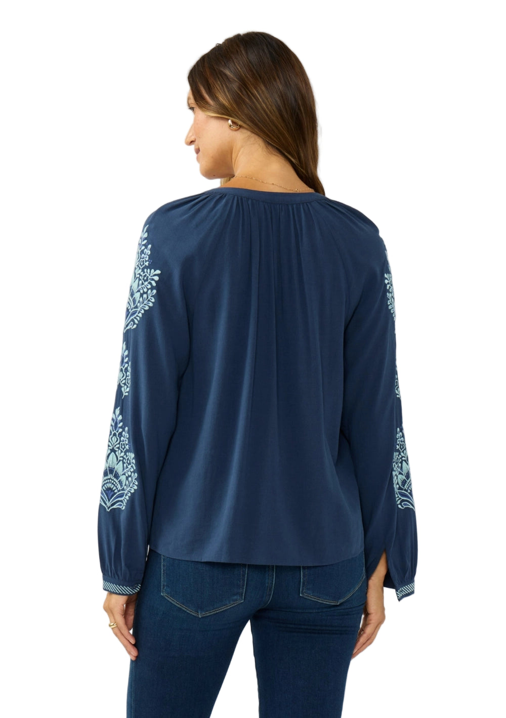 Embroidered Raglan Button Blouse