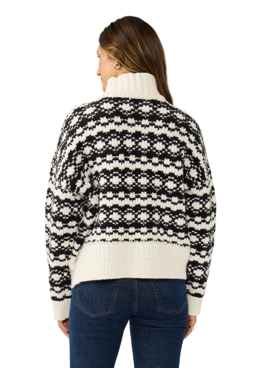 Geo Pattern Button Down Sweater Jacket