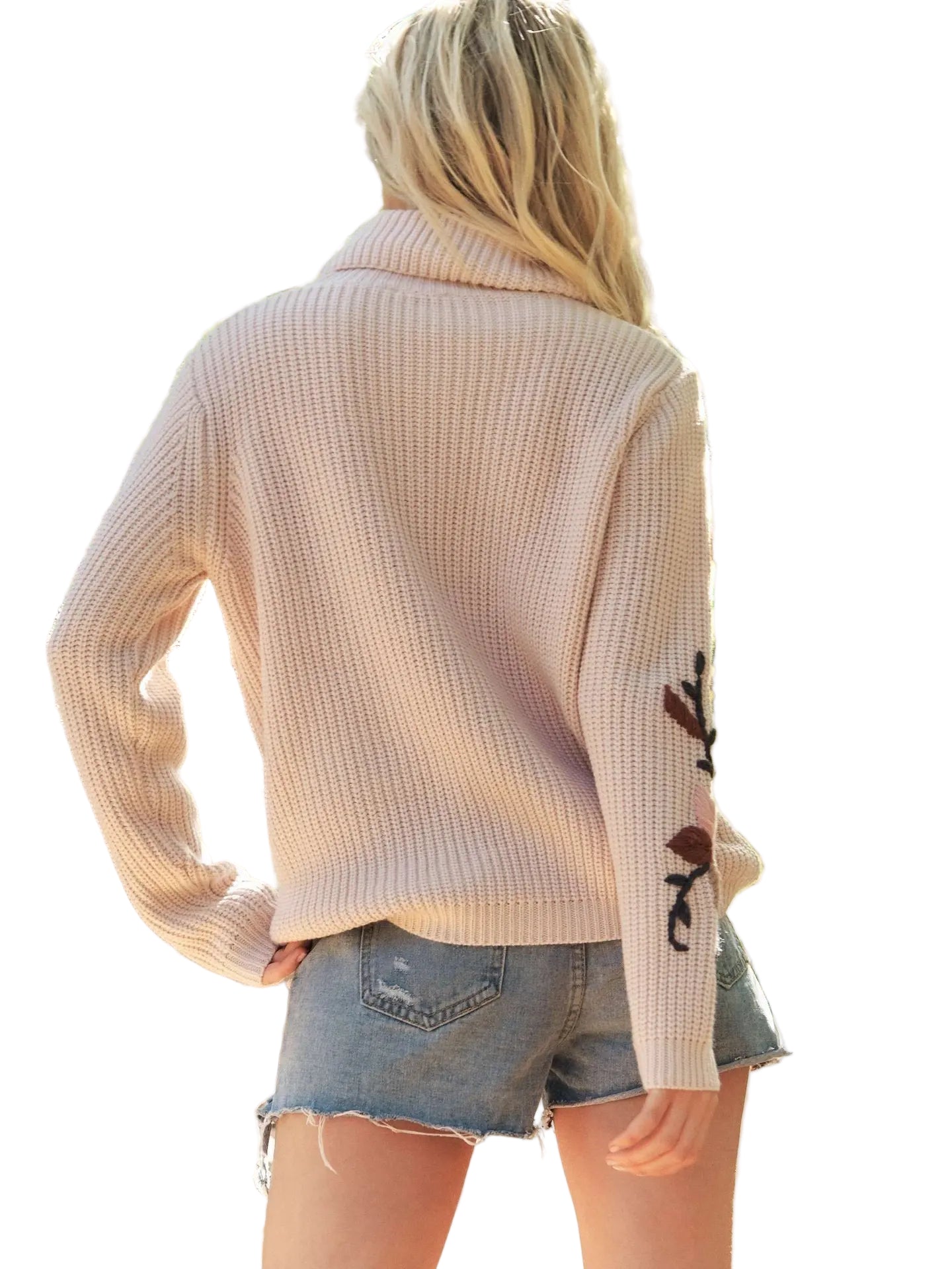 Mock Neck Embroidered Sweater