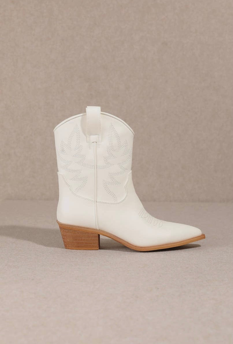 White Western Ankle Booties