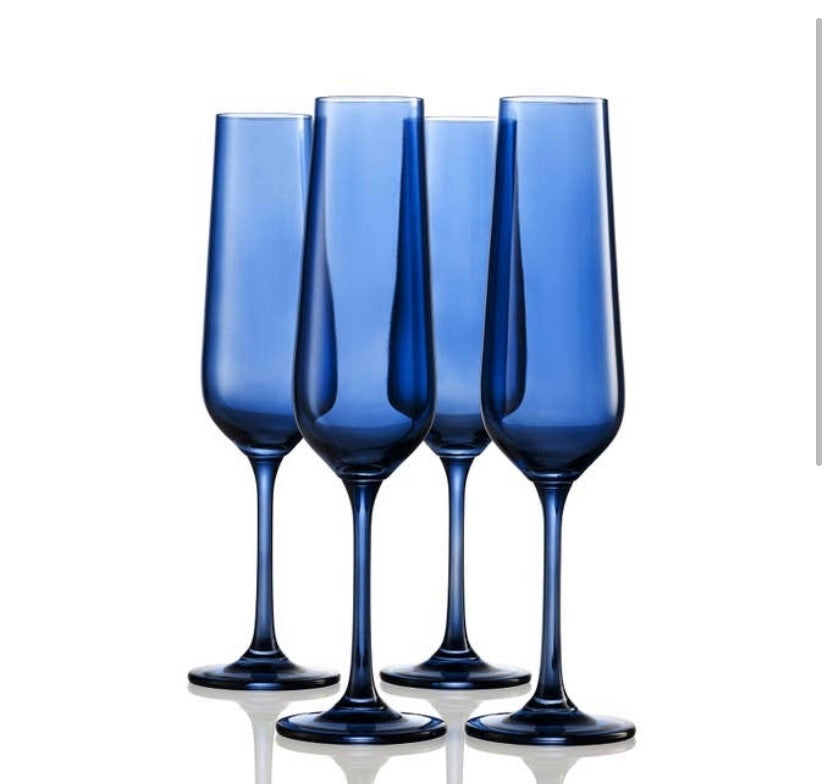 Navy Blue Champagne Glasses