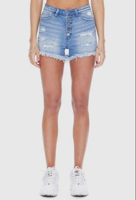 High waisted, Distressed Frayed Jean Shorts